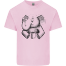 An Elephant Drinking Coffee Kids T-Shirt Childrens Light Pink
