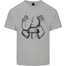 An Elephant Drinking Coffee Kids T-Shirt Childrens Sports Grey