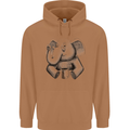 An Elephant Drinking Coffee Mens 80% Cotton Hoodie Caramel Latte