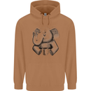An Elephant Drinking Coffee Mens 80% Cotton Hoodie Caramel Latte
