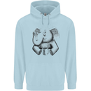 An Elephant Drinking Coffee Mens 80% Cotton Hoodie Light Blue