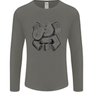 An Elephant Drinking Coffee Mens Long Sleeve T-Shirt Charcoal