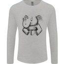 An Elephant Drinking Coffee Mens Long Sleeve T-Shirt Sports Grey
