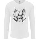 An Elephant Drinking Coffee Mens Long Sleeve T-Shirt White