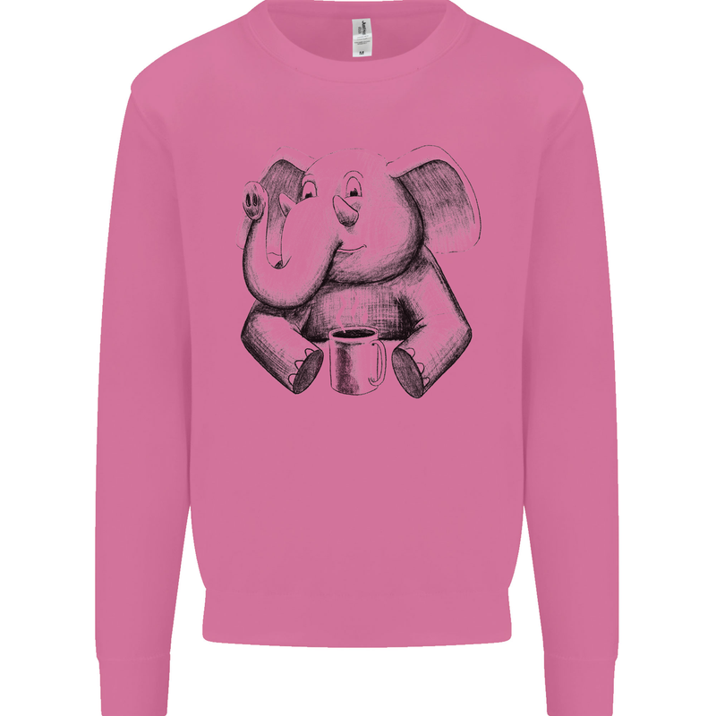 An Elephant Drinking Coffee Mens Sweatshirt Jumper Azalea