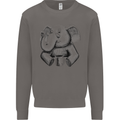An Elephant Drinking Coffee Mens Sweatshirt Jumper Charcoal