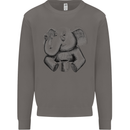 An Elephant Drinking Coffee Mens Sweatshirt Jumper Charcoal
