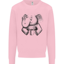 An Elephant Drinking Coffee Mens Sweatshirt Jumper Light Pink