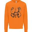 An Elephant Drinking Coffee Mens Sweatshirt Jumper Orange