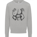 An Elephant Drinking Coffee Mens Sweatshirt Jumper Sports Grey