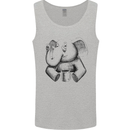 An Elephant Drinking Coffee Mens Vest Tank Top Sports Grey