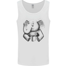 An Elephant Drinking Coffee Mens Vest Tank Top White