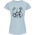 An Elephant Drinking Coffee Womens Petite Cut T-Shirt Light Blue