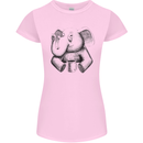 An Elephant Drinking Coffee Womens Petite Cut T-Shirt Light Pink