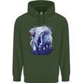 An Elephant Watercolour Childrens Kids Hoodie Forest Green