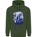 An Elephant Watercolour Childrens Kids Hoodie Forest Green