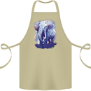 An Elephant Watercolour Cotton Apron 100% Organic Khaki