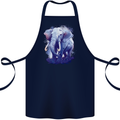 An Elephant Watercolour Cotton Apron 100% Organic Navy Blue