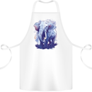 An Elephant Watercolour Cotton Apron 100% Organic White