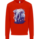 An Elephant Watercolour Kids Sweatshirt Jumper Bright Red