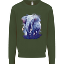 An Elephant Watercolour Kids Sweatshirt Jumper Forest Green