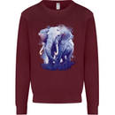 An Elephant Watercolour Kids Sweatshirt Jumper Maroon
