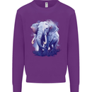 An Elephant Watercolour Kids Sweatshirt Jumper Purple