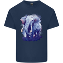 An Elephant Watercolour Kids T-Shirt Childrens Navy Blue