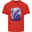 An Elephant Watercolour Kids T-Shirt Childrens Red