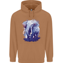 An Elephant Watercolour Mens 80% Cotton Hoodie Caramel Latte