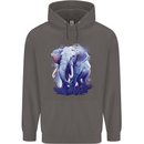 An Elephant Watercolour Mens 80% Cotton Hoodie Charcoal