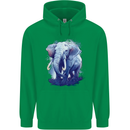 An Elephant Watercolour Mens 80% Cotton Hoodie Irish Green