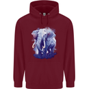 An Elephant Watercolour Mens 80% Cotton Hoodie Maroon