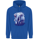 An Elephant Watercolour Mens 80% Cotton Hoodie Royal Blue