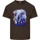 An Elephant Watercolour Mens Cotton T-Shirt Tee Top Dark Chocolate
