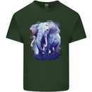 An Elephant Watercolour Mens Cotton T-Shirt Tee Top Forest Green