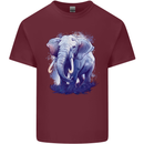 An Elephant Watercolour Mens Cotton T-Shirt Tee Top Maroon