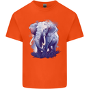An Elephant Watercolour Mens Cotton T-Shirt Tee Top Orange