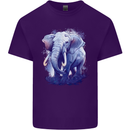 An Elephant Watercolour Mens Cotton T-Shirt Tee Top Purple