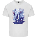 An Elephant Watercolour Mens Cotton T-Shirt Tee Top White