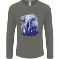 An Elephant Watercolour Mens Long Sleeve T-Shirt Charcoal