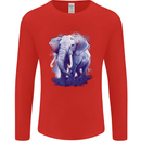 An Elephant Watercolour Mens Long Sleeve T-Shirt Red