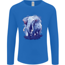 An Elephant Watercolour Mens Long Sleeve T-Shirt Royal Blue