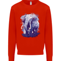An Elephant Watercolour Mens Sweatshirt Jumper Bright Red