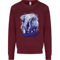 An Elephant Watercolour Mens Sweatshirt Jumper Maroon