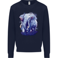 An Elephant Watercolour Mens Sweatshirt Jumper Navy Blue