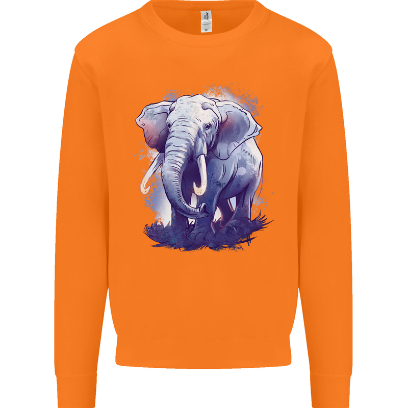 An Elephant Watercolour Mens Sweatshirt Jumper Orange