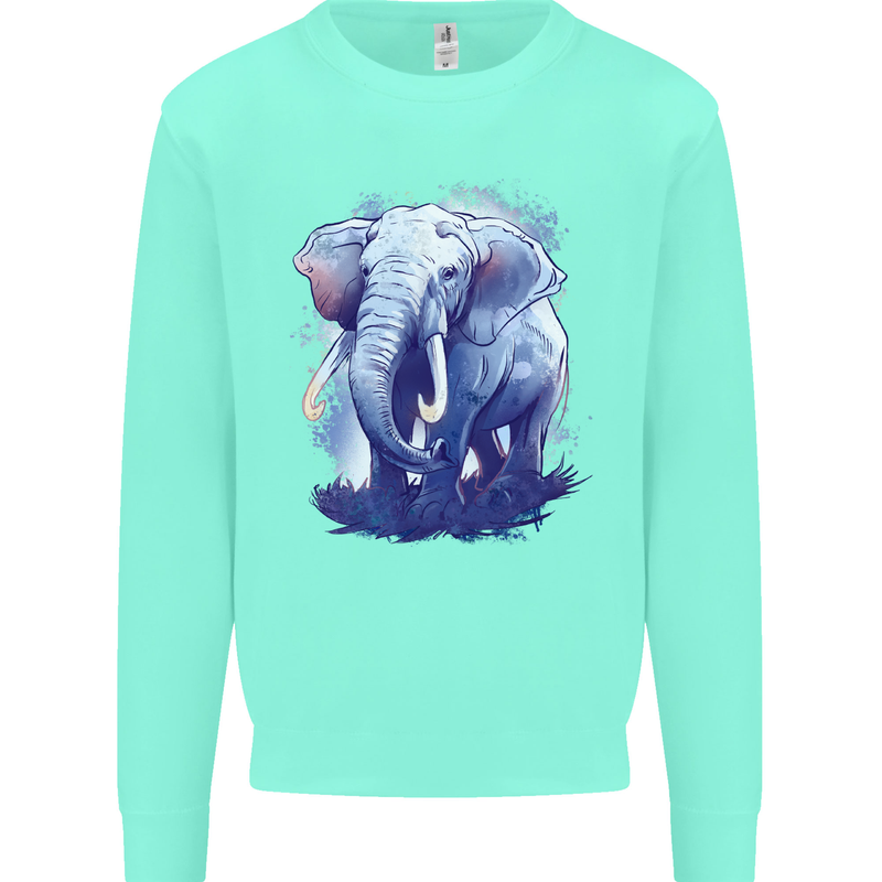 An Elephant Watercolour Mens Sweatshirt Jumper Peppermint