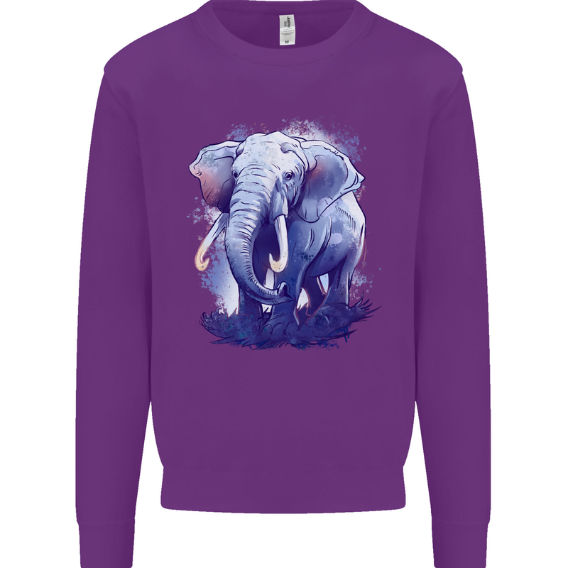 An Elephant Watercolour Mens Sweatshirt Jumper Purple