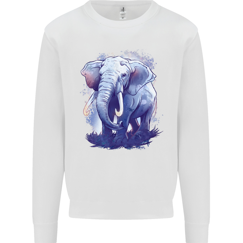 An Elephant Watercolour Mens Sweatshirt Jumper White